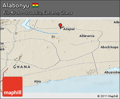 Shaded Relief Panoramic Map of Alabonyu