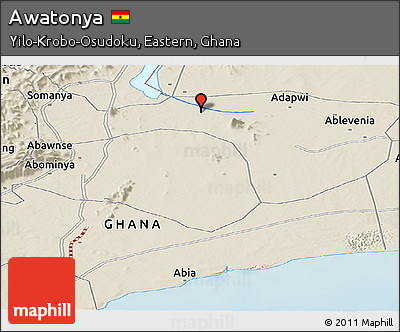 Shaded Relief Panoramic Map of Awatonya