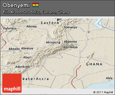 Shaded Relief Panoramic Map of Obenyemi