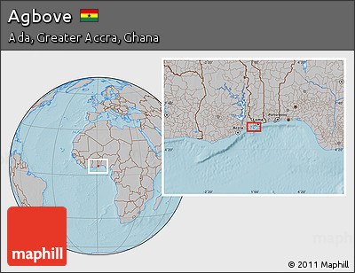 Gray Location Map of Agbove, hill shading