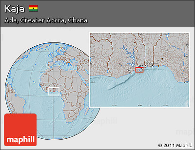 Gray Location Map of Kaja, hill shading