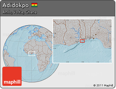 Gray Location Map of Adidokpo, hill shading