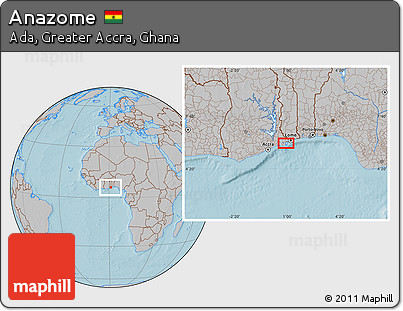 Gray Location Map of Anazome, hill shading