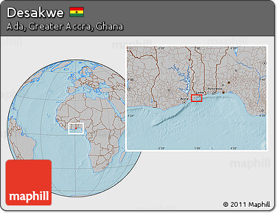 Gray Location Map of Desakwe, hill shading