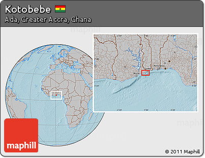 Gray Location Map of Kotobebe, hill shading