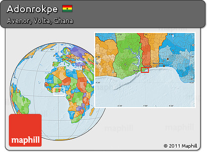 Political Location Map of Adonrokpe