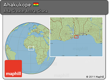 Savanna Style Location Map of Ahakukope