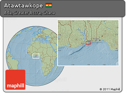 Savanna Style Location Map of Atawtawkope, hill shading