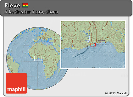 Savanna Style Location Map of Fieve, hill shading