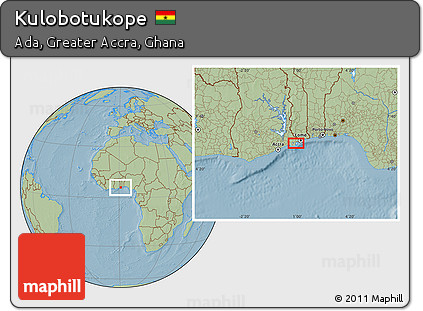 Savanna Style Location Map of Kulobotukope, hill shading