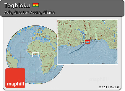 Savanna Style Location Map of Togbloku, hill shading