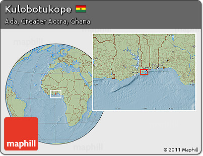 Savanna Style Location Map of Kulobotukope, hill shading