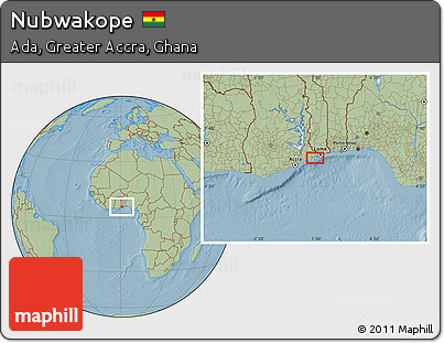 Savanna Style Location Map of Nubwakope, hill shading
