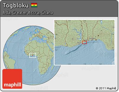 Savanna Style Location Map of Togbloku, hill shading