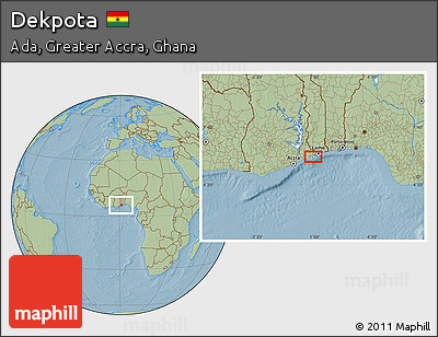 Savanna Style Location Map of Dekpota, hill shading