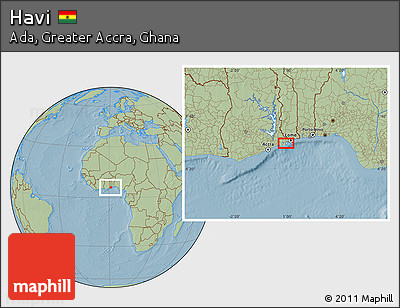 Savanna Style Location Map of Havi, hill shading