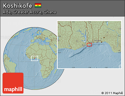 Savanna Style Location Map of Koshikofe, hill shading
