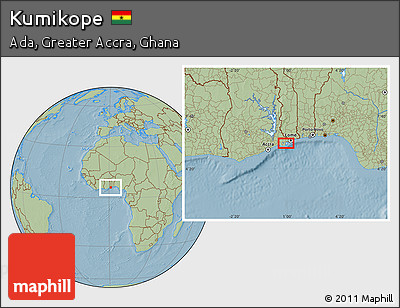 Savanna Style Location Map of Kumikope, hill shading