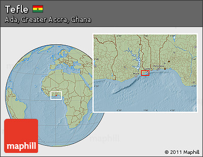 Savanna Style Location Map of Tefle, hill shading