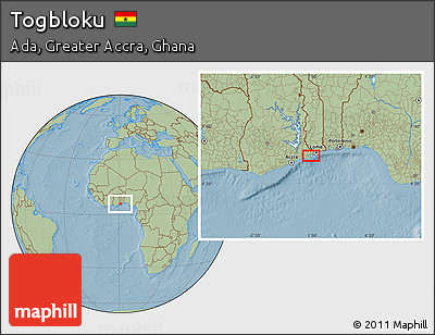 Savanna Style Location Map of Togbloku, hill shading