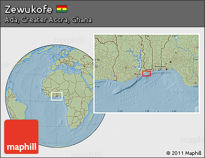 Savanna Style Location Map of Zewukofe, hill shading