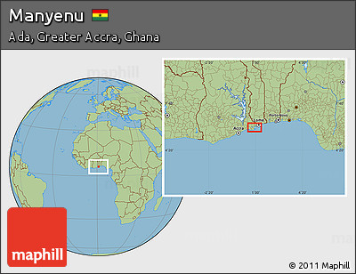 Savanna Style Location Map of Manyenu