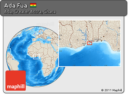 Shaded Relief Location Map of Ada Fua