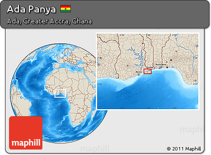 Shaded Relief Location Map of Ada Panya