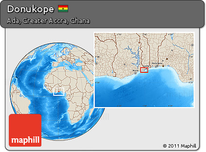 Shaded Relief Location Map of Donukope