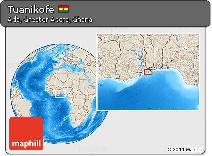 Shaded Relief Location Map of Tuanikofe