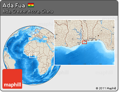 Shaded Relief Location Map of Ada Fua