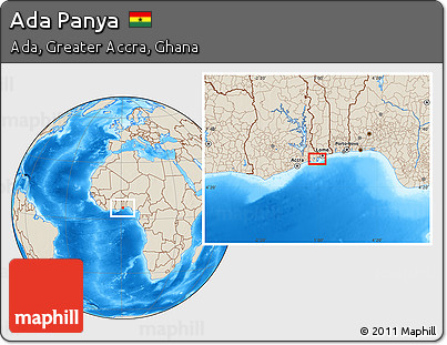 Shaded Relief Location Map of Ada Panya