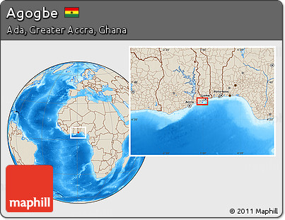 Shaded Relief Location Map of Agogbe