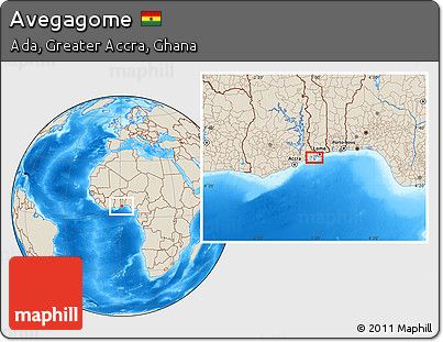 Shaded Relief Location Map of Avegagome