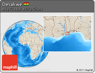 Shaded Relief Location Map of Desakwe