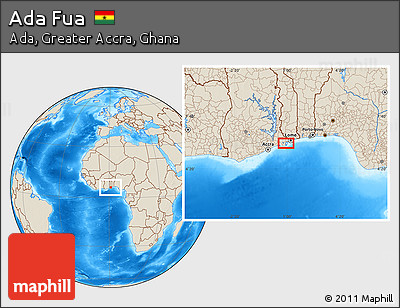 Shaded Relief Location Map of Ada Fua