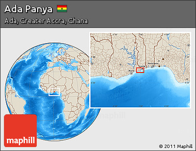 Shaded Relief Location Map of Ada Panya