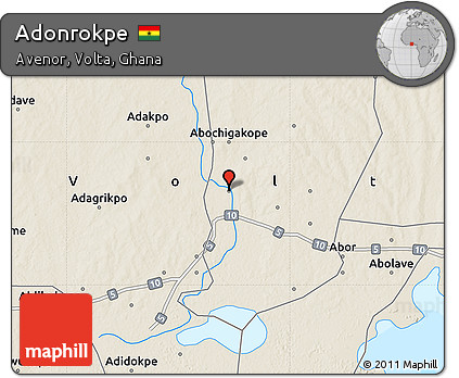 Shaded Relief Map of Adonrokpe