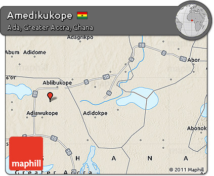 Shaded Relief Map of Amedikukope