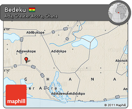 Shaded Relief Map of Bedeku