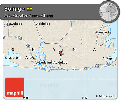 Shaded Relief Map of Bomigo