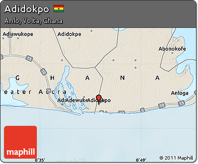 Shaded Relief Map of Adidokpo