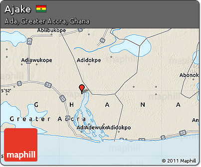 Shaded Relief Map of Ajake