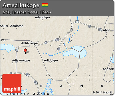 Shaded Relief Map of Amedikukope