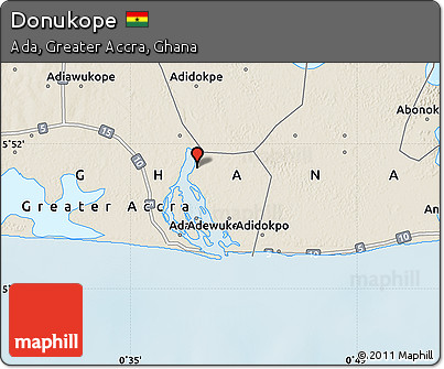 Shaded Relief Map of Donukope