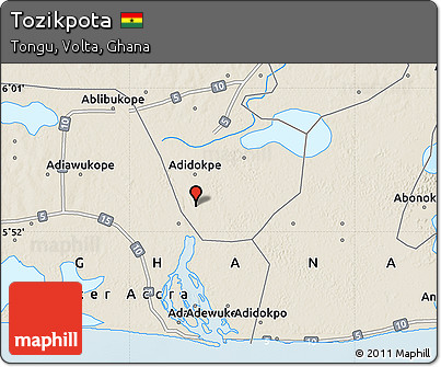 Shaded Relief Map of Tozikpota