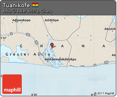 Shaded Relief Map of Tuanikofe