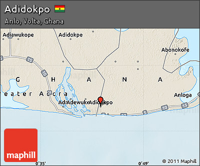 Shaded Relief Map of Adidokpo
