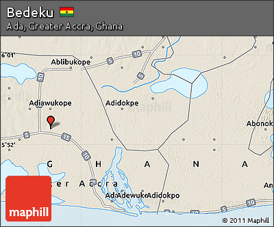Shaded Relief Map of Bedeku