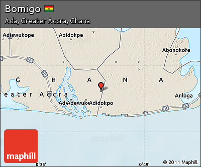 Shaded Relief Map of Bomigo
